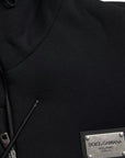 Dolce & Gabbana Black Cotton Hooded Logo Bomber Jacket