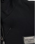 Dolce & Gabbana Black Cotton Hooded Logo Bomber Jacket