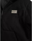 Dolce & Gabbana Black Cotton Hooded Logo Bomber Jacket