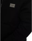 Dolce & Gabbana Black Cotton Hooded Logo Bomber Jacket