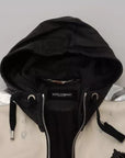 Dolce & Gabbana Black Leather Hooded Blouson Coat Jacket