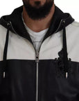 Dolce & Gabbana Black Leather Hooded Blouson Coat Jacket