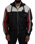 Dolce & Gabbana Black Leather Hooded Blouson Coat Jacket