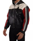 Dolce & Gabbana Black Leather Hooded Blouson Jacket