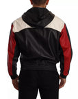 Dolce & Gabbana Black Leather Hooded Blouson Jacket