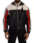 Dolce & Gabbana Black Leather Hooded Blouson Jacket