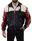 Dolce & Gabbana Black Leather Hooded Blouson Jacket