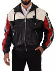 Dolce & Gabbana Black Leather Hooded Blouson Jacket
