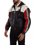 Dolce & Gabbana Black Leather Hooded Blouson Jacket