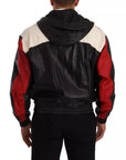 Dolce & Gabbana Black Leather Hooded Blouson Jacket