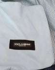 Dolce & Gabbana Blue Leather Perforated Full Zip Jacket