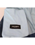 Dolce & Gabbana Blue Leather Perforated Full Zip Jacket