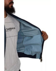 Dolce & Gabbana Blue Leather Perforated Full Zip Jacket