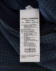 Dolce & Gabbana Blue Leather Perforated Full Zip Jacket