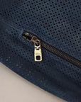 Dolce & Gabbana Blue Leather Perforated Full Zip Jacket