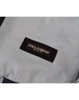 Dolce & Gabbana Blue Leather Perforated Full Zip Jacket