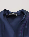 Dolce & Gabbana Blue Satin Silk Waist Belt Robe Jacket