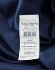 Dolce & Gabbana Blue Satin Silk Waist Belt Robe Jacket