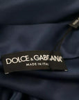 Dolce & Gabbana Blue Satin Silk Waist Belt Robe Jacket