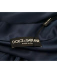 Dolce & Gabbana Blue Satin Silk Waist Belt Robe Jacket