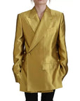 Dolce & Gabbana Gold Satin Long Sleeves Blazer Coat Jacket