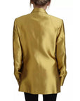 Dolce & Gabbana Gold Satin Long Sleeves Blazer Coat Jacket