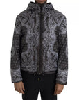 Dolce & Gabbana Gray Bandana Hooded Full Zip Bomber Jacket