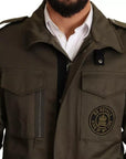 Dolce & Gabbana Green Cotton DG Love Blouson Coat Jacket