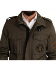 Dolce & Gabbana Green Cotton DG Love Blouson Coat Jacket