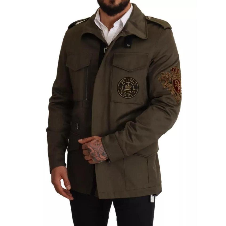 Dolce & Gabbana Green Cotton DG Love Blouson Coat Jacket