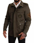Dolce & Gabbana Green Cotton DG Love Blouson Coat Jacket