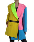 Dolce & Gabbana Multicolor Patchwork Peak Lapel Coat Jacket