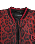 Dolce & Gabbana Red Leopard Bomber Short Coat Jacket