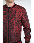 Dolce & Gabbana Red Leopard Bomber Short Coat Jacket
