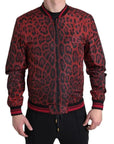 Dolce & Gabbana Red Leopard Bomber Short Coat Jacket