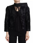 Dolce & Gabbana Black Lace Sheer Corset Organza Silk Jacket