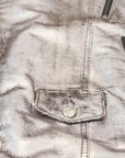 Dolce & Gabbana Silver Leather Biker Coat Lambskin Jacket