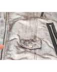 Dolce & Gabbana Silver Leather Biker Coat Lambskin Jacket