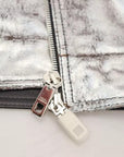 Dolce & Gabbana Silver Leather Biker Coat Lambskin Jacket