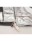Dolce & Gabbana Silver Leather Biker Coat Lambskin Jacket