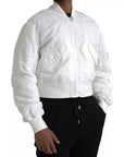 Dolce & Gabbana White Bomber Long Sleeves Full Zip Jacket