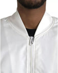 Dolce & Gabbana White Bomber Long Sleeves Full Zip Jacket