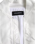 Dolce & Gabbana White Bomber Long Sleeves Full Zip Jacket