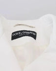 Dolce & Gabbana White Leather Biker Coat Zipper Jacket