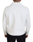 Dolce & Gabbana White Leather Biker Coat Zipper Jacket