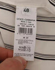Dolce & Gabbana White Striped Cotton Robe Coat Wrap Jacket