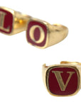 Dolce & Gabbana Gold Brass LOVE Enamel Set of 3 Ring