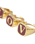 Dolce & Gabbana Gold Brass LOVE Enamel Set of 3 Ring