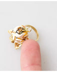 Dolce & Gabbana Gold Brass Resin Beige Dog Pet Accessory Ring