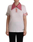 Dolce & Gabbana White Sartoria T-shirt Button Wide Collar Top
